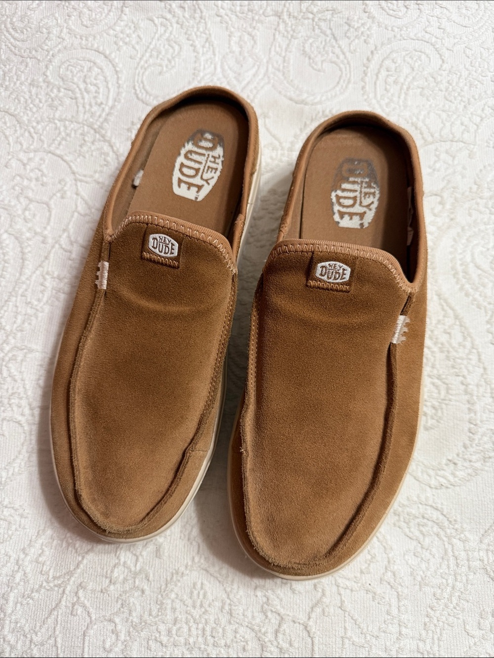 Hey Dude Size 12 Tan Suede Mule Loafers - Austin lift Classic